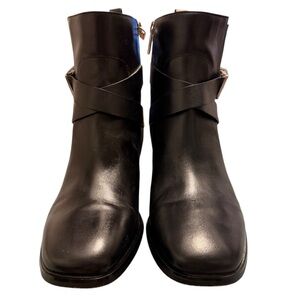 Michael Kors BRYCE Ankle Bootie Buckled Leather Boots Black 7.5